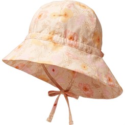 Wheat sunhat Chloé - Alabaster flower bobbles